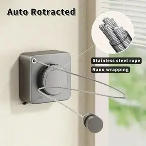 15.75 Ft 40LB Heavy-Duty Stainless Retractable Clothes Line - Wall Mounted Indoor, Outdoor and Laundry Room Clotheslines - Durable, Space-Saving, and Easy to Install Laundry Line Solution Accessories Home Goods