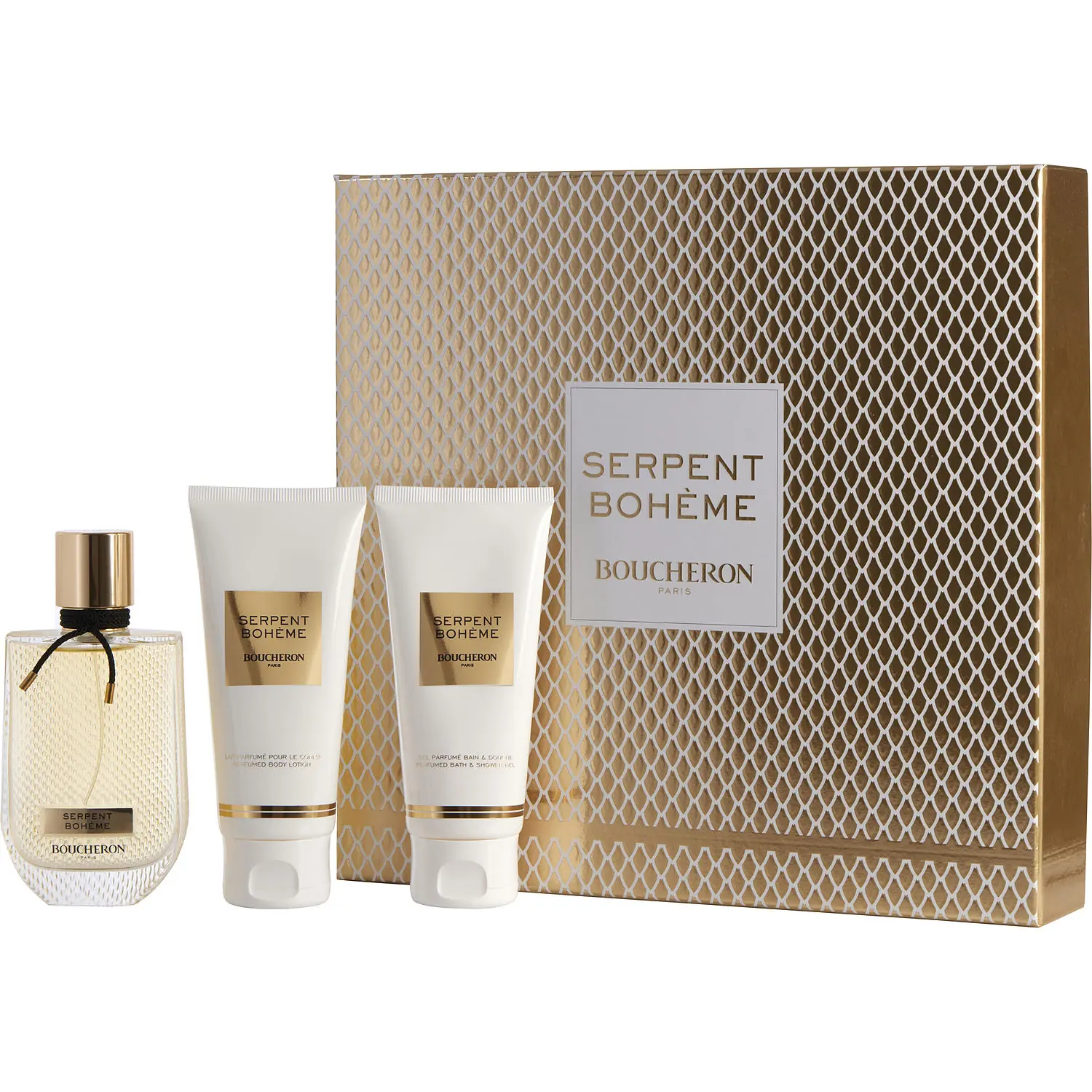 Boucheron Serpent Boheme Set-Eau De Parfum Spray 3 Oz & Body Lotion 3.4 Oz & Shower Gel 3.4 Oz For Women