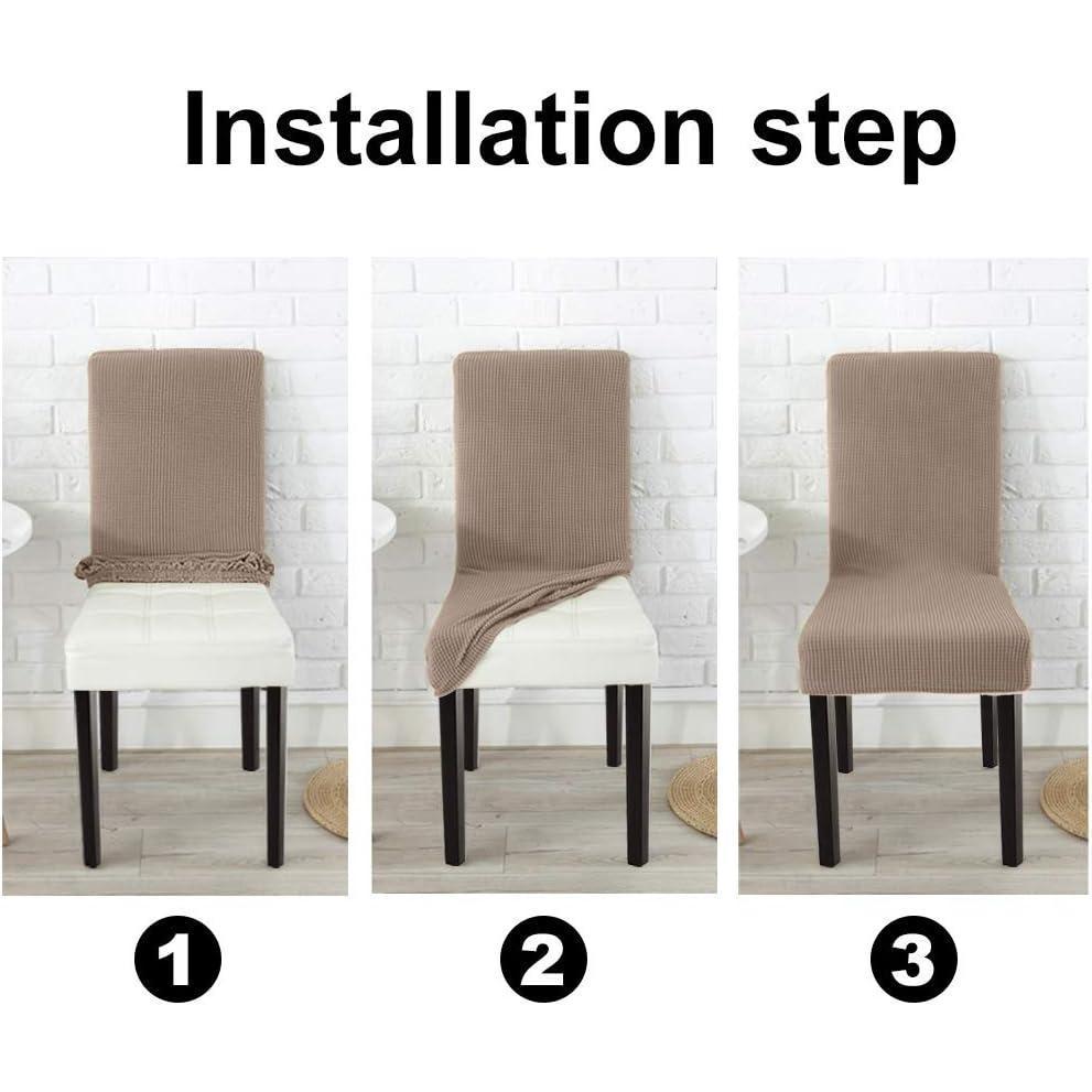NILUOH Waterproof Dining Room Chair Cover Set of 4, Stretch Jacquard Parson Chair Slipcover Removable Washable Chair Protector for Home, Restaurant, Banquet