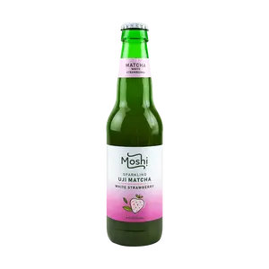 MOSHI Uji Matcha White Strawberry Sparkling Drink 355ml - Refreshing Japanese Beverage