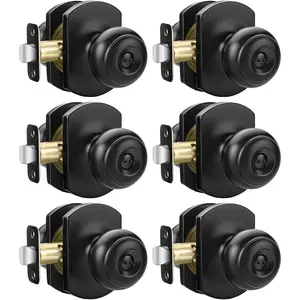 Matte Black Door Knobs Interior, Bedroom Door Knob with Lock Bathroom, Black Interior Door Knobs