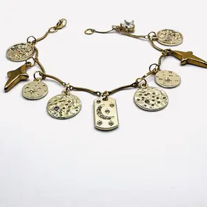 Live Design 18k Gold Plated Bracelet with Customizable Charms and Chains Personalized Jewelry Accessory