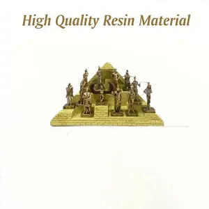 Egyptian Themed Resin Ornament, 1 Set Pyramid Base & 12 Gods Statue Desktop Decoration, Home Decor for Living Room Bedroom Office