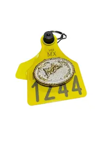 Cattle Tag Keychain Arete de Vaca Llavero con Concho