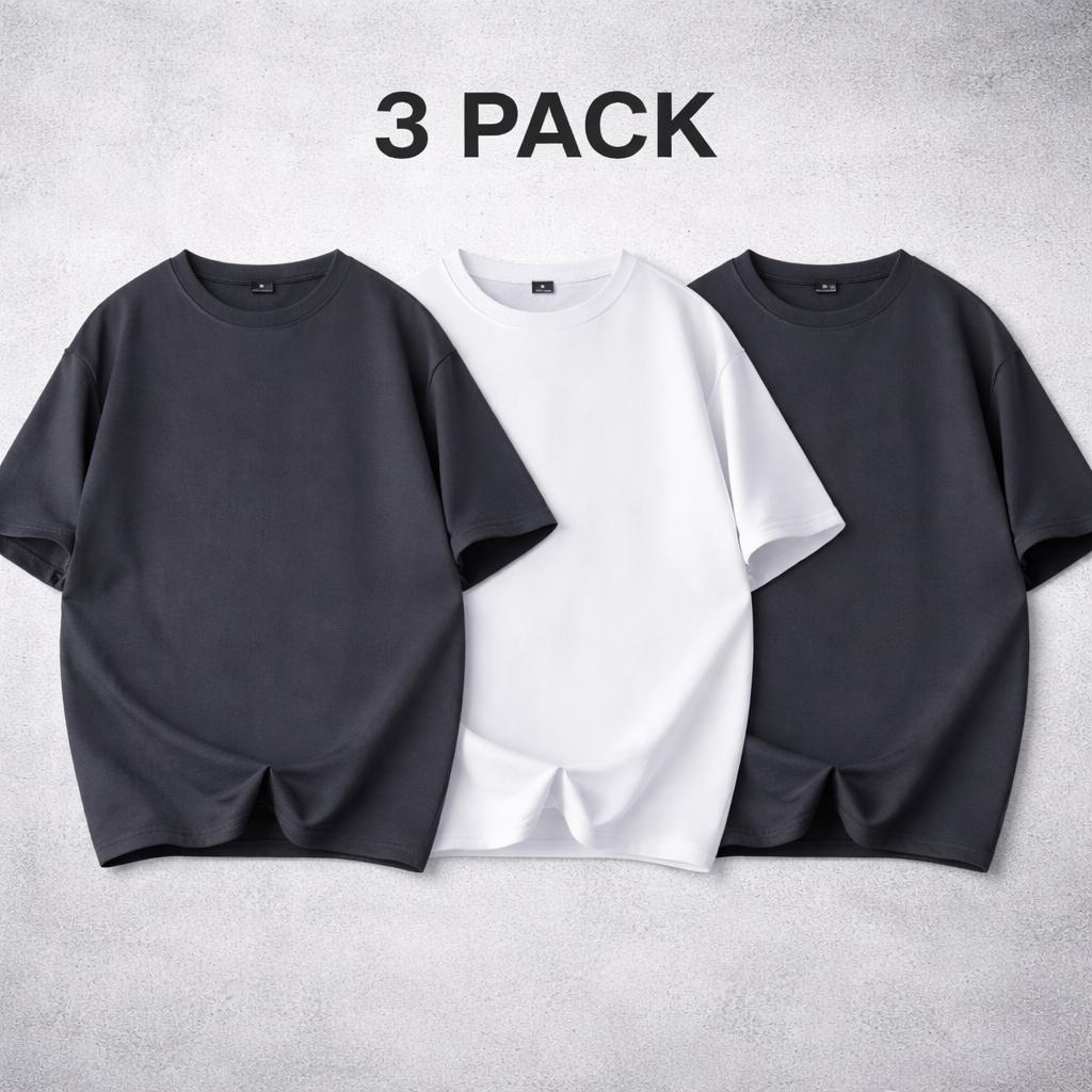 5-pack unisex short-sleeve T-shirts, American basic style, heavyweight high GSM, oversized casual athletic design; versatile tops available in multiple colors; a multi-piece set—versatile and suitable for various occasions, ideal for summer wear and a war