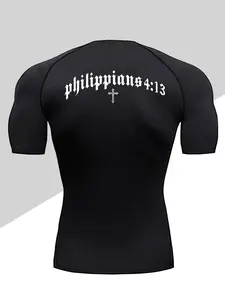 Men's Dragon Print Compression T-Shirt, Quick-Dry Breathable Stretch Fabric, Tight-Fitting Short Sleeve Top for Fitness and Outdoor Activities