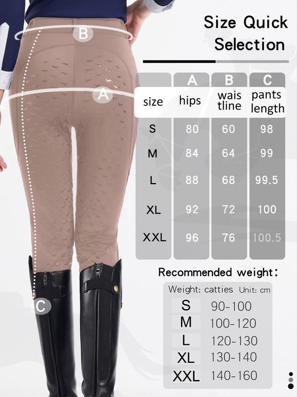 Women's Animal Pattern Pocket Design Riding Skinny Pants, Sports Bottoms, Breathable Quick Drying Non-slip Equestrian Trousers, Ladies Equestrian Clothing for All Seasons