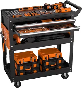 5-Tier Rolling Tool Cart On Wheels, Heavy Duty 400 Lbs Capacity Metal Mechanic Tool Cart with Lockable Drawer & Side Pegboards for Garage Workshop Repair Shop