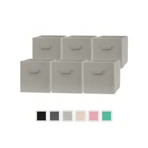 12x12x12 Inch Storage Cubes - 6 Pack - Fabric Cube Storage Bins | Dual Handles, Foldable | Home, Kids Room, Closet And Storage Basket Bin Organizers (Grey)