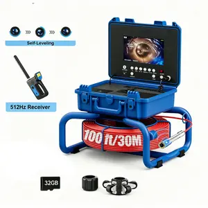 Sewer Inspection Camera with 512Hz Locator and Meter Counter, 100 FT Pipeline Inspection, 7 inch Sewer Camera with DVR Function, Waterproof IP68 Borescope w/ 12 Adjustable LED Lights, 4500MAh Battery, 32GB Card