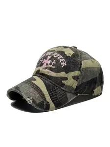 Women's Retro Vintage Embroidered Camouflage Duckbill Cap, Fashionable Trendy Brand Women's Street Versatile Baseball Cap, Y2K Casual Hat, Camo Dad Hat, Suitable for Daily Travel