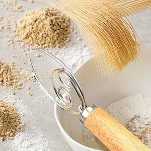 2pcs, Danish Dough Whisk, Danish Dough Mixer, Danish Dough Blender, Dutch Bread Whisk, Wooden Hand Mixer, Bread Baking Tools For Cake Bread Pizza Pastry Biscuits Tool, Baking Tools