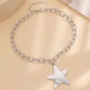 Hip Hop Style Pentagram Necklace, Irregular Pentagram Pendant, Suitable For Versatile Commuting