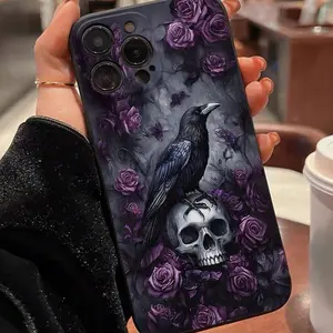 Halloween Bird & Skull Pattern Anti-Drop Tpu Phone Case for iPhone Models, Durable Protection, Ideal Gift for Women, Girls, Boyfriends, Christmas & Birthdays