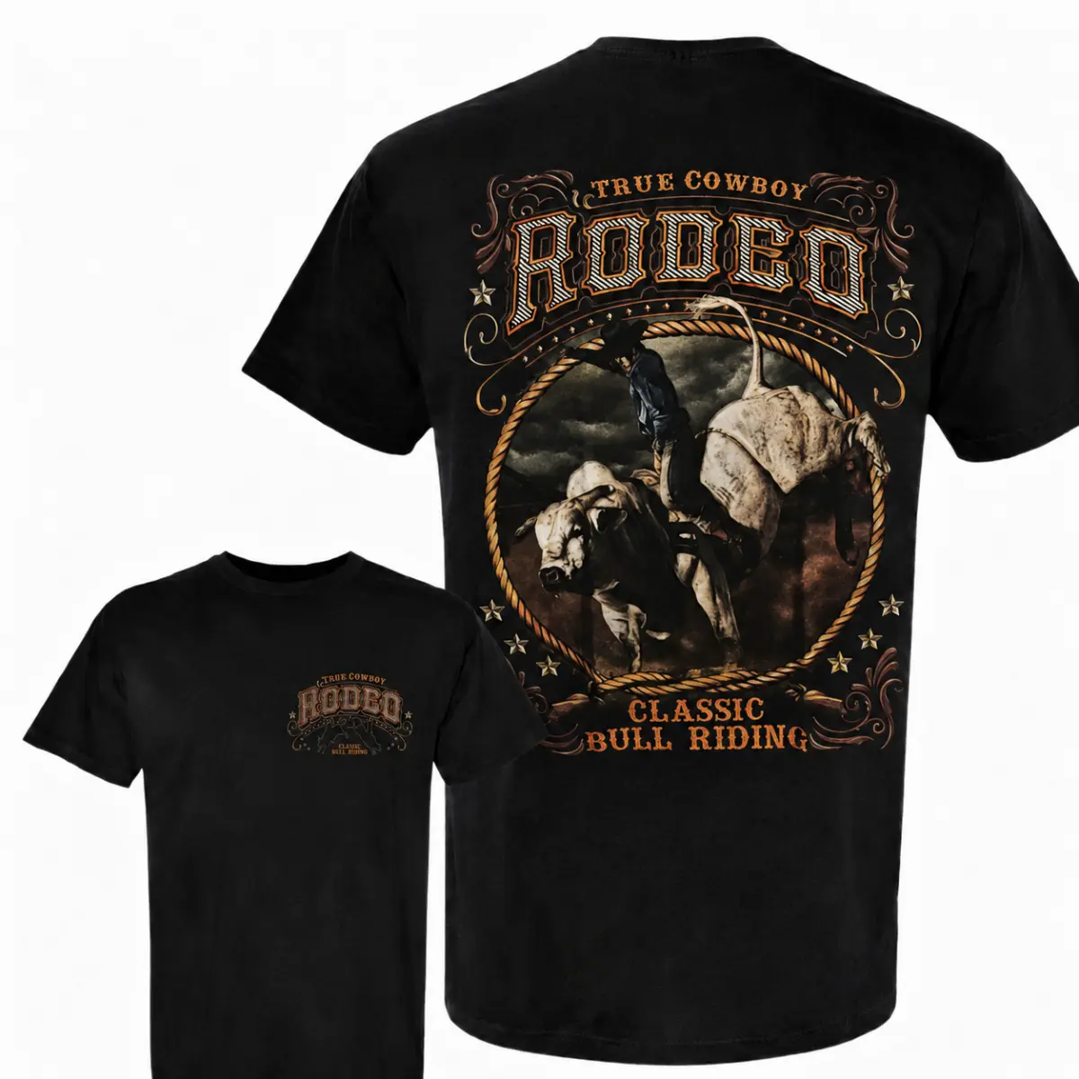 True Cowboy Rodeo Shirt, Classic Bull Riding Western Tee, Vintage Rodeo Cowboy T-Shirt, American Ranch Life Apparel, Bull Rider Graphic Shirt, Country Western Clothing, Cowboy Gift for Rodeo Fans and Ranchers