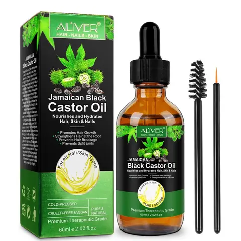 Aliver Jamaica Black Castor Oil - 50ml Body & Massage Oil, Single Item Beauty & Personal Care Bath Product for Body Care, 50 Ml