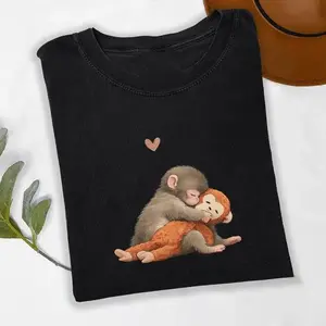 Baby Monkey Punch Shirt, Sad Monkey Holding Plush Toy Tee, Viral Animal Wildlife, Cozy Sweatshirt