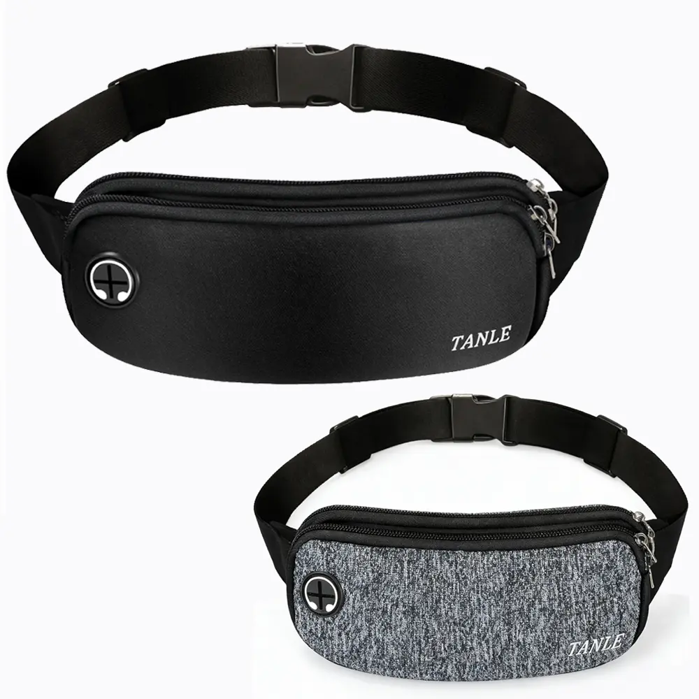 Mumutan 2PCS Waterproof Waist Bag, Slim Sports Hip Pouch with Headphone Hole, Adjustable Strap & Lightweight Design for Running, Hiking Women Men