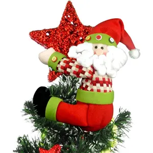 Christmas Tree Topper Santa Claus Unique Holiday Xmas Decorations Funny Home Decor Also Be Used As Curtain Tie and Hugger Wine Bottle Red White Green