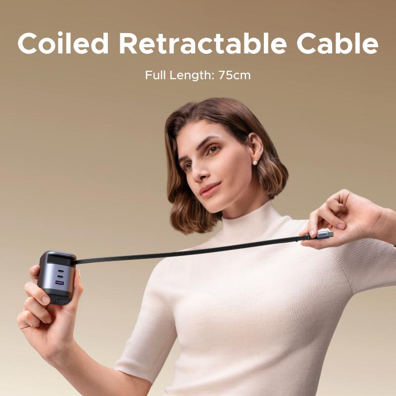 UGREEN 45W/65W/75W/100W 3 in 1 Compact GaN Charger, Retractable USB C Fast Wall Charger with Foldable Plug, Compatable for iPhone 17/16 Series, Galaxy, Pixel, iPad-Cellphone Electronic portable charger,TikTokShopBlackFriday ,TikTokShopHolidayHaul