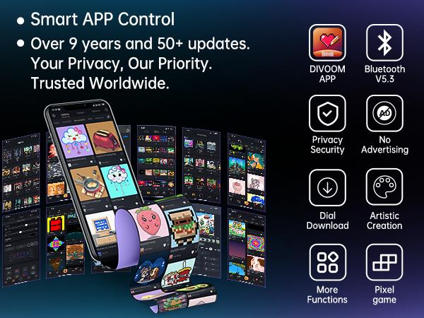 Divoom Dipow 65W USB-C Charger 3-Port Fast GaN Charger with DIY Pixel Display Foldable Compact Wall Block Power Adapter for iPhone 16/15 MacBook iPad Galaxy S23/S24 Switch Red (with 100w Cable) Charging Electronic Cellphone Smartphone Portable Multi-Port