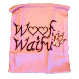 “Woof Waifu” Glam Canine Drawstring Bag Pink