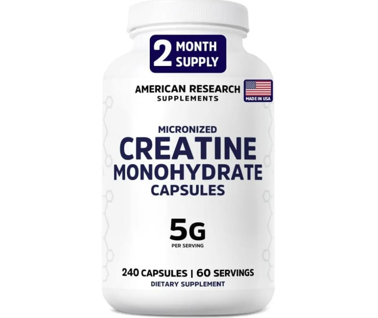 Creatine Monohydrate Capsules 5G | 60 Servings | Vegan | 4 Caps per Serving | Micronized Creatine Pills 5000mg | 240 Capsules | Creatine Pills For Men & Women | 2 Months Supply | Made Without Fillers