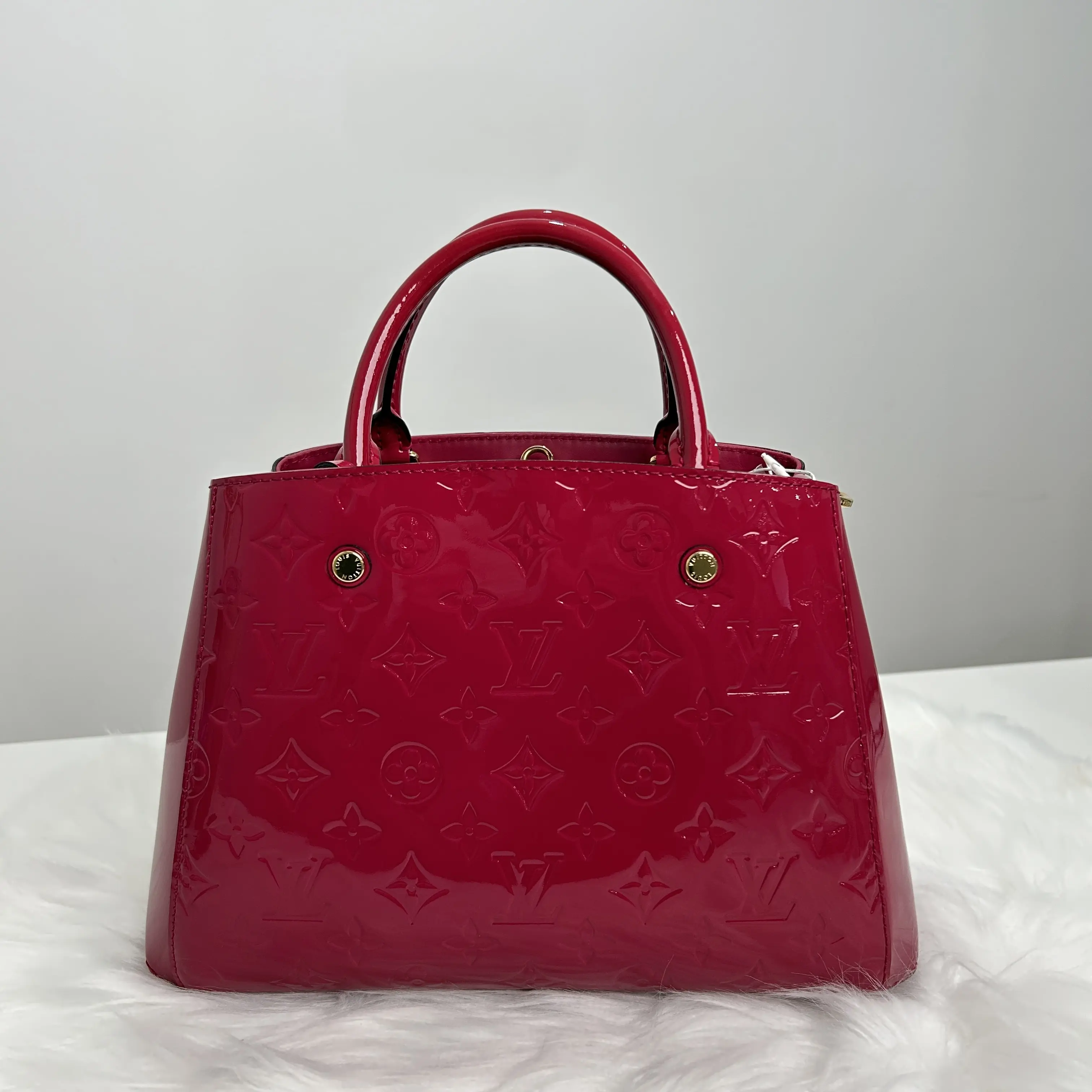 Pre-owned Louis Vuitton Patent Leather Tote Bags Montaigne BB Monogram Vernis Handbag B8052404 Vluxury