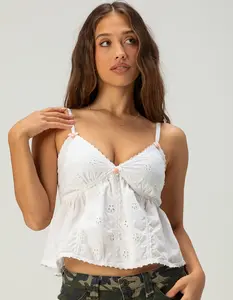MOON ORCHID Eyelet Womens Babydoll Top