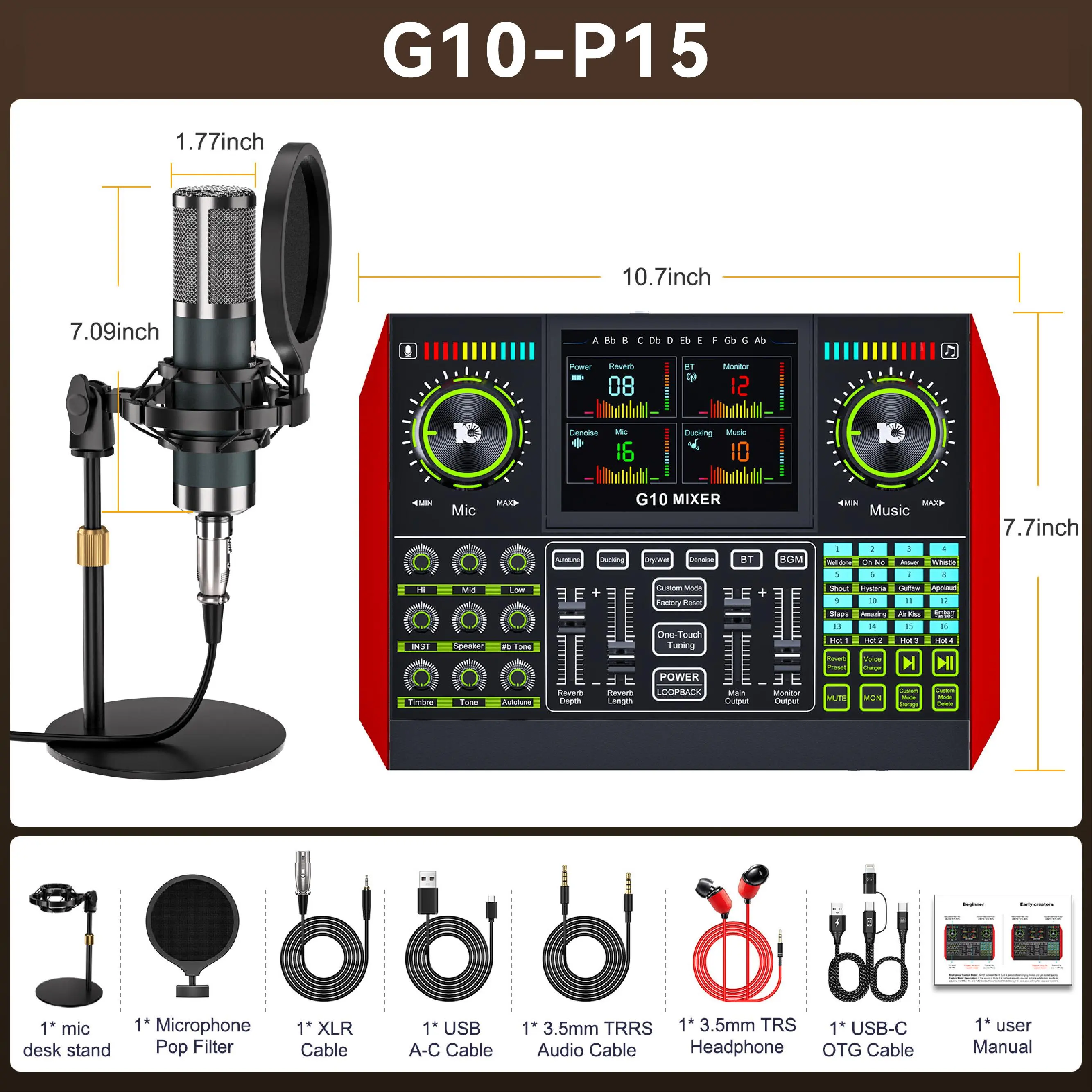 Tenlamp G10-P15 Live Broadcast Sound Card Kit | Upgraded