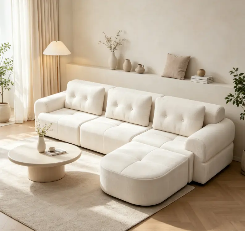 Oversized Modern Modular Sectional Sofa with Chaise - Full-Foam Construction, Woven Texture Upholstery, Compression Packaging Design for Living Room