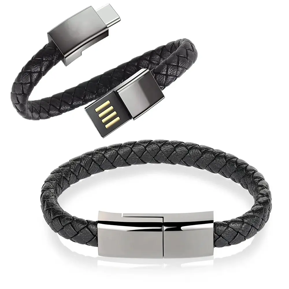2Counts Creative Wearable Bracelet Data Line, Fast Charging Braided Wristband Charger Cable, Type-C Interface Portable Wrist Charging Device