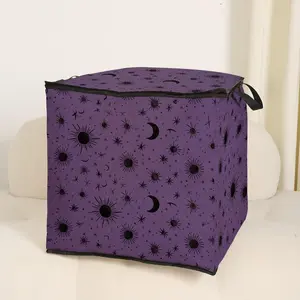 Sun & Moon & Star Pattern Quilt Storage Bag, 1 Count Cute Practical Quilt Organizer, Durable Quilt Storage Bag with Handle for Home Dormitory Office, Blanket Storage Bag, Bedding Storage Bags