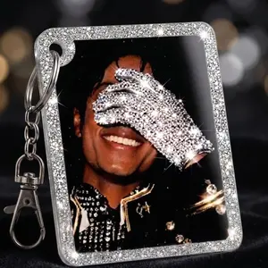 Michael Jackson Keychain, King Of Pop Bag Charm, Vinyl Record Acrylic Keychain, Gift For Fan, Pop Music Keyring, Bad World Tour 1987
