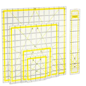 Set of 5  Quilting Rulers, Square Fabric  Ruler  Quilter Rulers Clear Mark with Double Colored Grid Lines for Easy Precision , Quilting, Sewing & Crafts Template