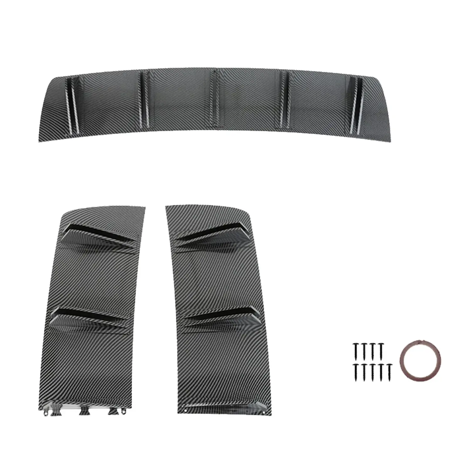 Carbon Fiber Universal Rear Bumper Lip Diffuser Car Rear Bumper Spoiler Shark Fin Wing Compatible with Chrysler 300 Honda Accord Civic E90 E92 F30 F10 G30 Mercedes-Benz W204 W205
