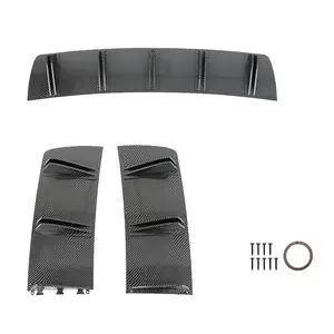 Carbon Fiber Universal Rear Bumper Lip Diffuser Car Rear Bumper Spoiler Shark Fin Wing Compatible with Chrysler 300 Honda Accord Civic E90 E92 F30 F10 G30 Mercedes-Benz W204 W205