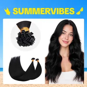 GOO GOO K Tip Hair Extensions Real Human Hair 14-24inch 50G K tips & Mini K tips extensions Keratin Bond Hot Fusion Pre Bonded Hair Extensions Flat Tip Natural Straight Remy Hair Extensions for Women#Summervibes