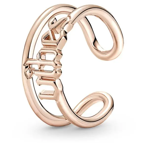 PANDORA ME Vibes Statement Silver Ring for Women, Open Band Design with Word 'Vibes' for Everyday Wear - Female Size 52, Continuous Line, Daily, Passes The Vibe Check, Statement Piece