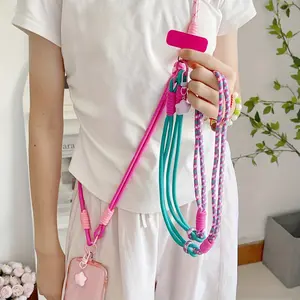 1pc Two-Tone Long Crossbody Phone Lanyard with Star Charm, Crossbody Strap |   Neck Strap |   Wrist Strap |   Hand Strap, Adjustable Anti-Theft Color-Block Handwoven Nylon Universal Lanyard, Lanyard for Water Bottles, Cameras, and Bags, Durable and Secure