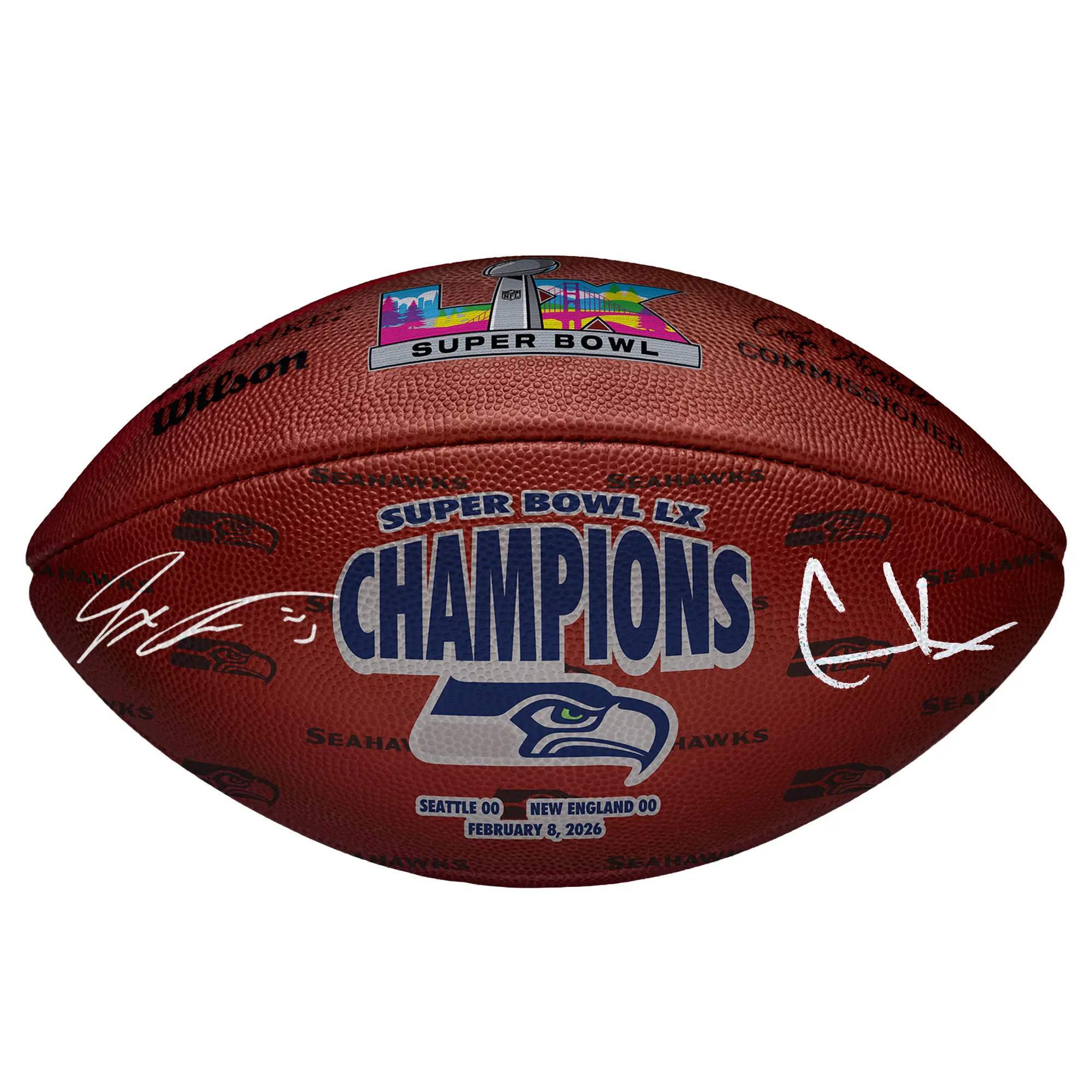 Jaxon Smith-Njigba and Cooper Kupp Seattle Seahawks Autographed Super Bowl LX Champions Wilson Duke Football
