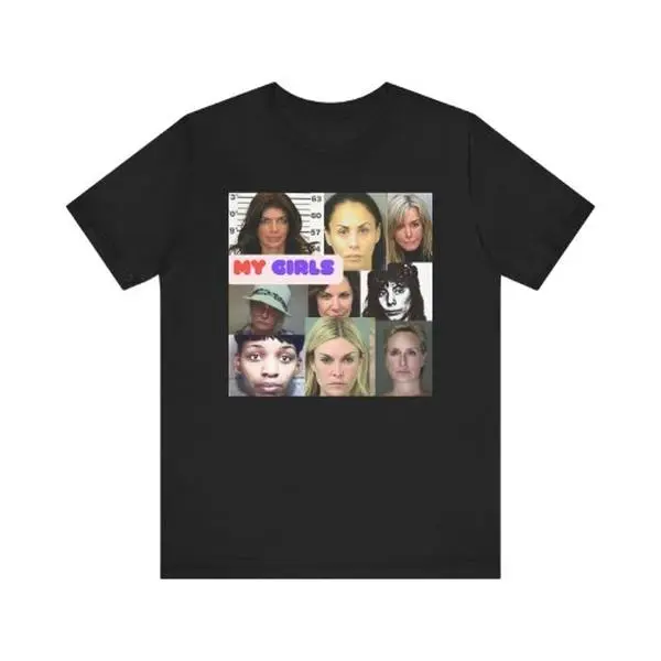 Real Housewives Inspired Tee Shirt Rhony, Rhonj, Teresa Giudice, Luann Delesseps, Bravo Tv Mug Shots Tshirt Classic Cotton Menswear Top