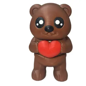 Huge 3D Printed Articulated Bear - Brown Bear Holding Red Heart, Unique Design, Durable and Lightweight, Ideal for Gifts and Collectibles creative animal