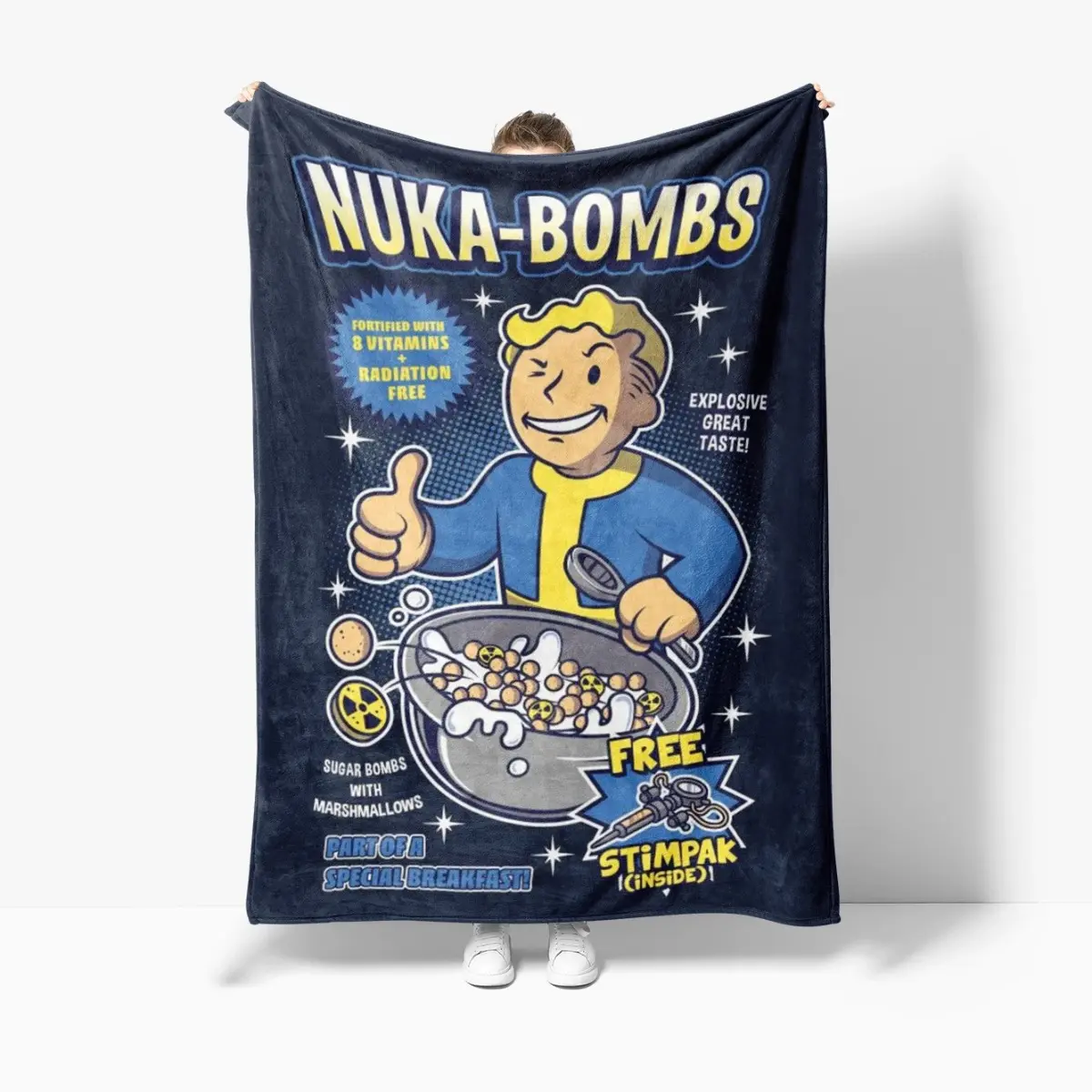 Fallout-Inspired Nuka-Bombs Graphic Throw Blanket - Industrial Style Game-Themed Polyester Multifunctional Soft Blanket for Bed, Office, Polyester Blanket