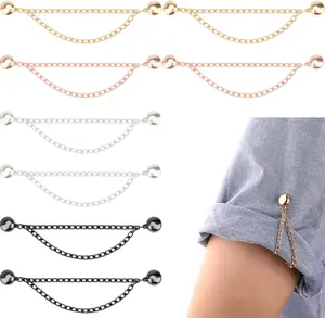8 Pcs Magnetic Clothing Clips with Chain Multi-Function Hijab Magnets Button for T Shirt Women Clothes Cinch Clip Pant Cuff Hems SISABAMA