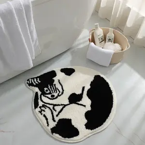 Shower, Tub, Bath Mat, Bathroom Rug, Non-Slip, Absorbent, Adorable Design Cat-Picture Door Soft Mat Dry Carpet