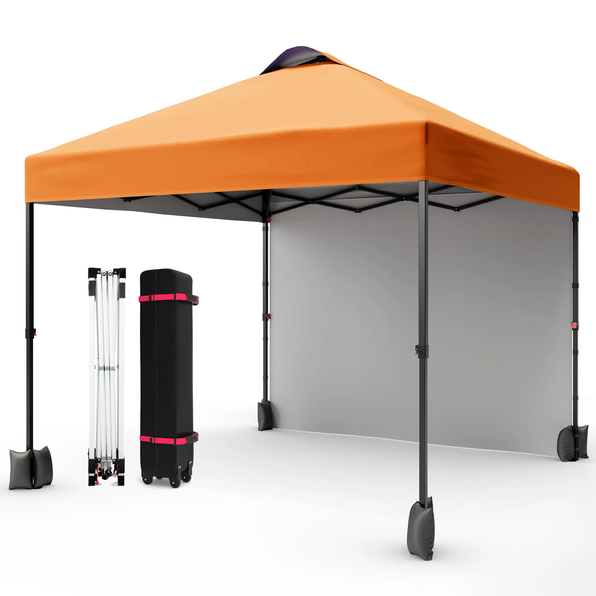 10x10 FT Pop Up Canopy Tent – Waterproof, Vented Roof, Adjustable Height, Removable Sidewall, Easy Setup, Heavy Duty, Quick Portable Shelter with Roller Bag – Outdoor Gazebo for Patio, Beach, Events, Parties, Camping, Commercial Use (White/Black)