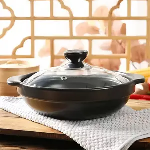 Ceramic Rice Cooker Pot with Glass Lid, Korean Style Stone Bowl, Traditional Asian Restaurant Grade Clay Pot, Ideal for Cooking Delicacies