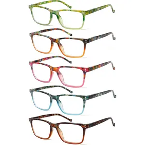 5-Pack Reading Glasses Blue Light Blocking Spring Hinge Readers for Men Women Computer Eyeglasses (5Clours-5, 4.0, x)