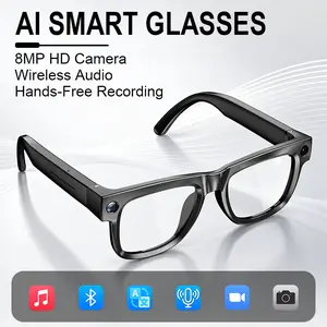 Smart Camera Glasses, Hands-Free POV Recording with 8MP HD Camera, Bluetooth Audio Eyewear for Travel, Outdoor Activities, Cycling and Daily Use